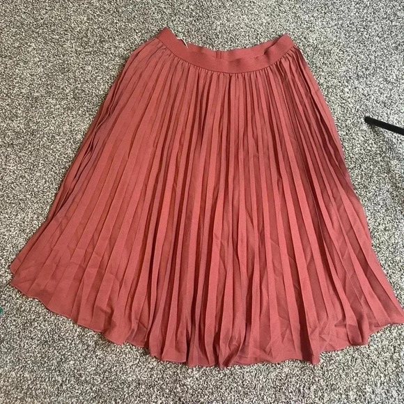 GRACE KARIN ALINE SKIRT MIDI RUST ORANGE PLEATED PLUS SIZE XL - Picture 3 of 8